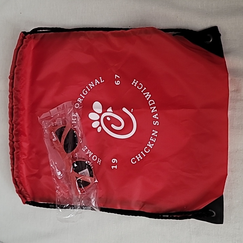 NEW Chick-fil-a Drawstring Bag and Sunglasses